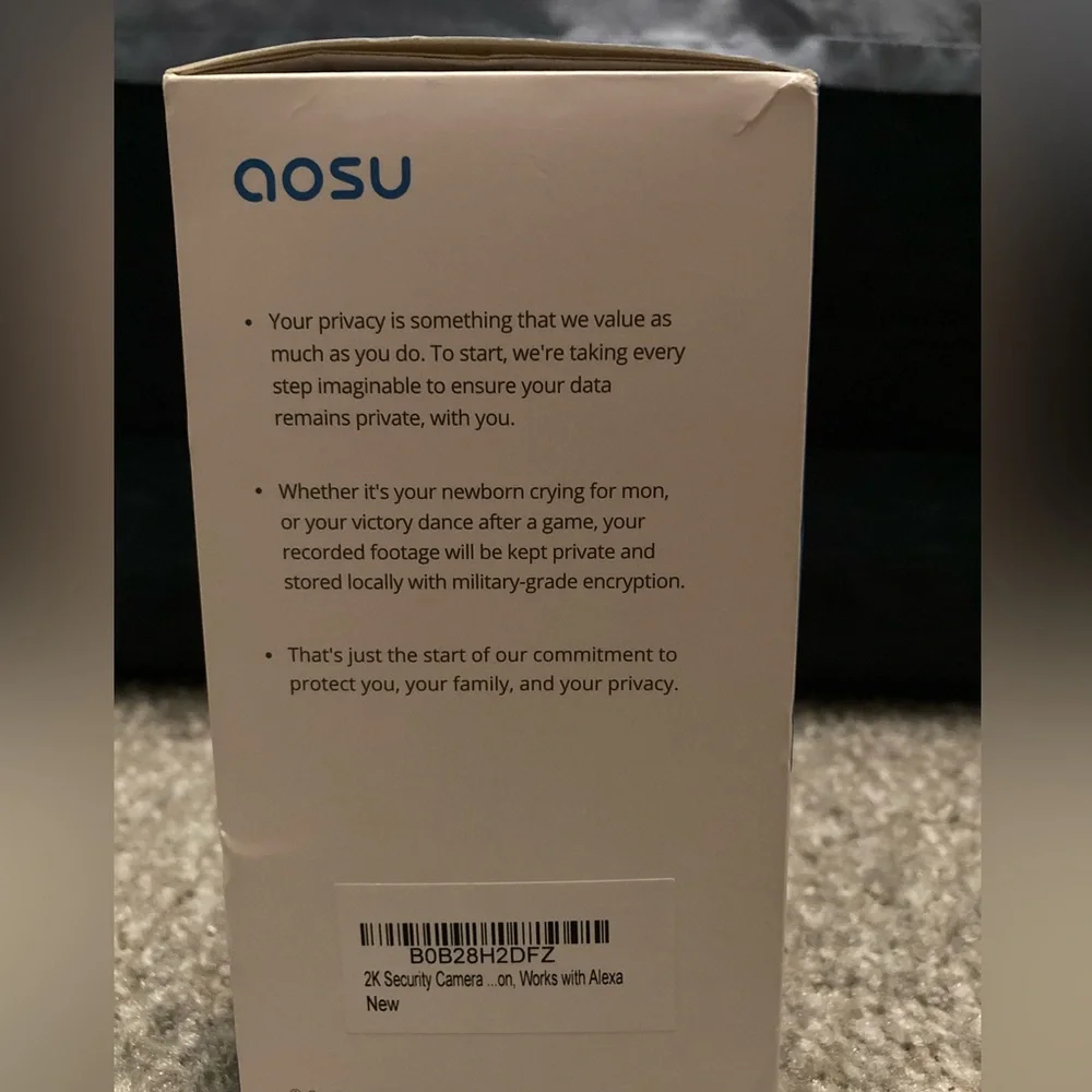 AOSU Indoor 360 Camera with Night vision, charging cable & Free Mounts